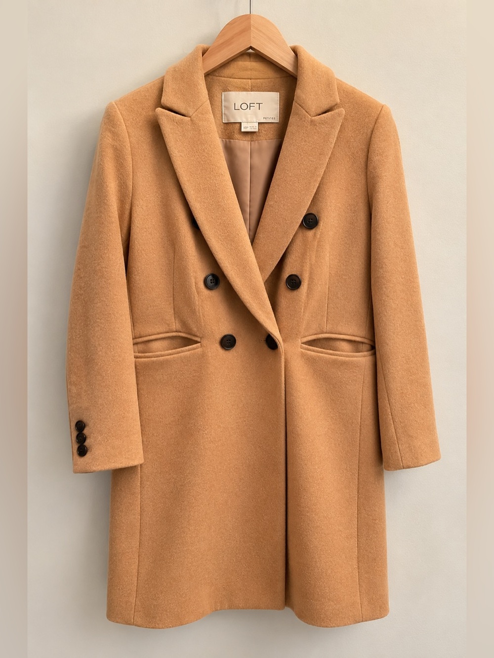 LOFT Tan Trench Coat Classic Double-Breasted Design